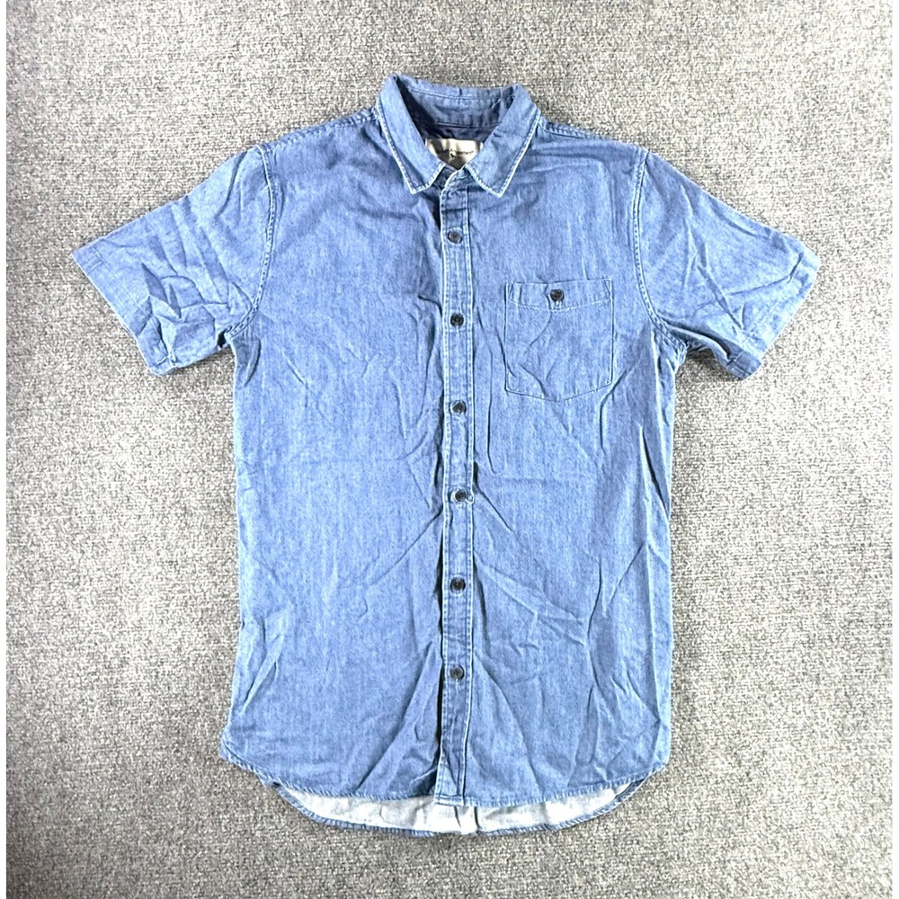 Modern Amusement Mens‎ Blue Chambray Short Sleeve Button Down Shirt Size M